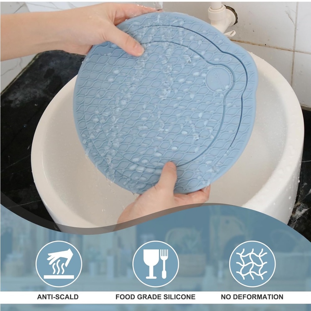 3 Silicone Pot Holders and Trivet mats Heat Resistant Gray - Picture 6 of 7